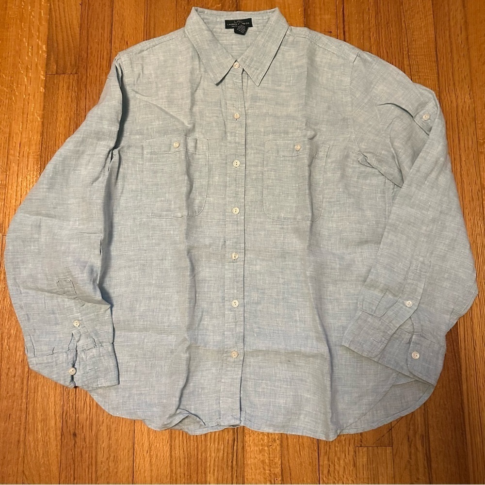 LRL Ralph Lauren Jeans Co. Women’s 100% Linen  Shirt Long Sleeve size L (j10